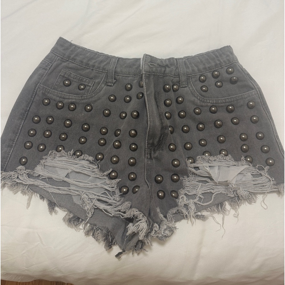 Studded Jean shorts